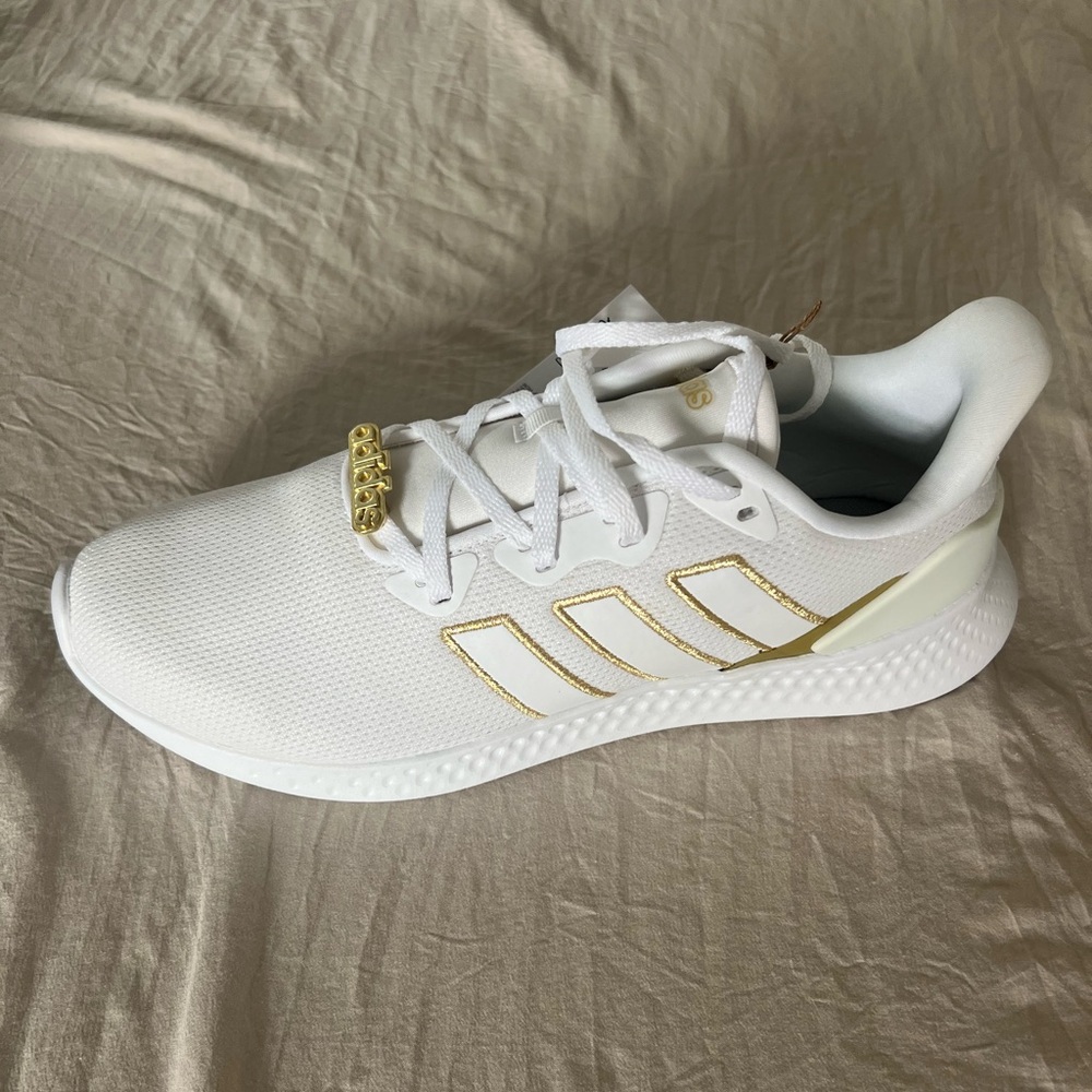 Adidas Women's White and Gold Sneakers